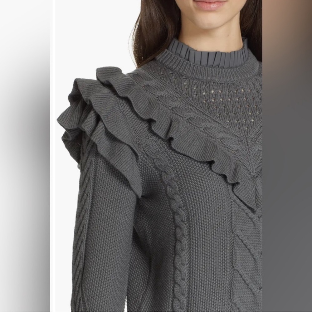 Ted Baker Denita Ruffle Yolk Sweater Charcoal - Picture 2 of 12